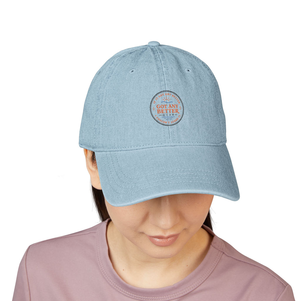 Embroidered Denim Baseball Cap — Retro Circle Patch