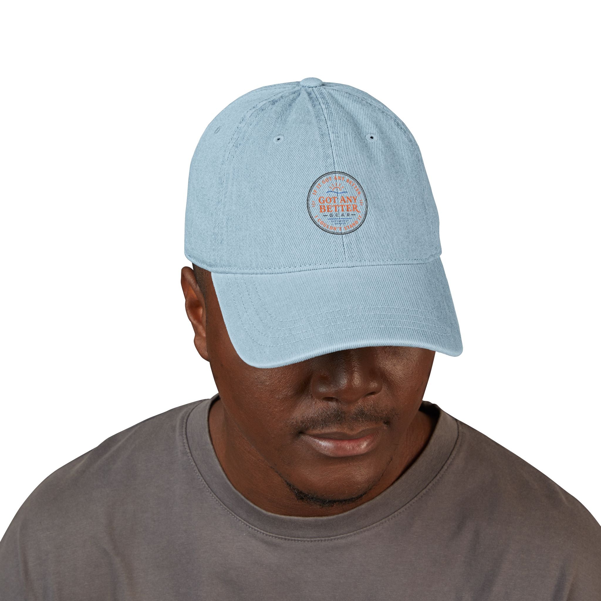 Embroidered Denim Baseball Cap — Retro Circle Patch