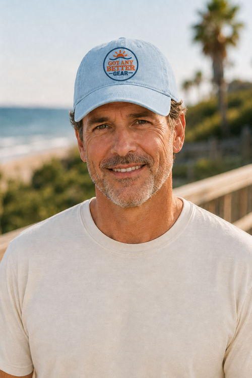 Embroidered Denim Baseball Cap — Retro Circle Patch
