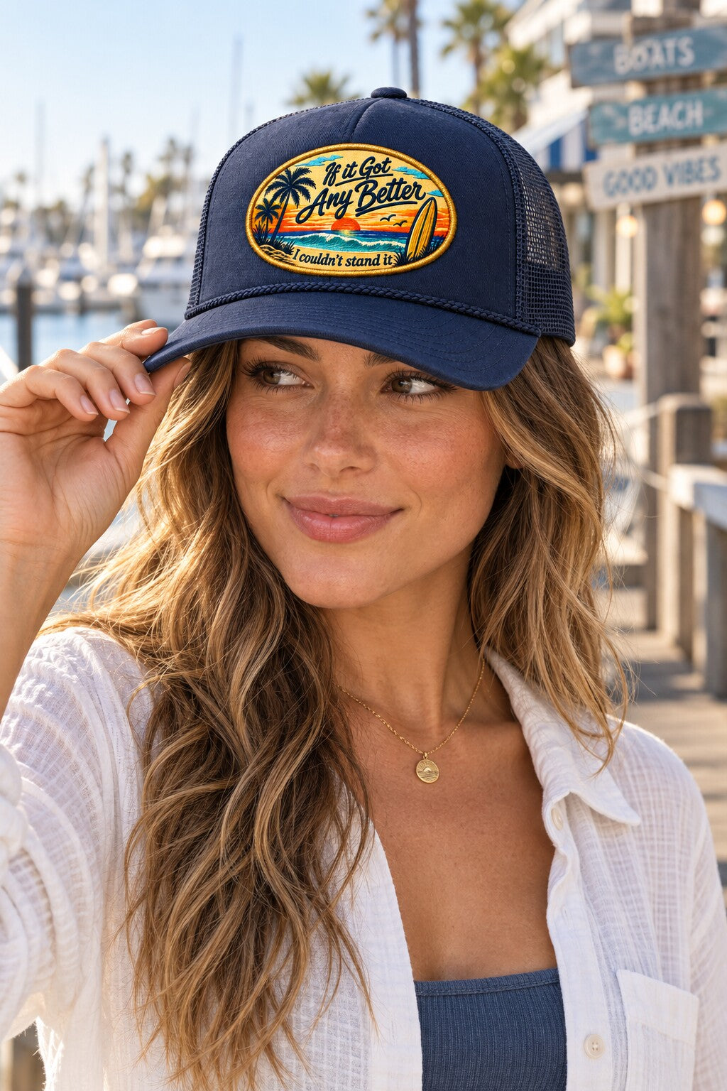 Retro Surf Trucker Hat — "If it Got Any Better I couldn’t stand it" Beach Cap
